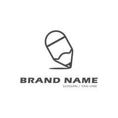 pencil logo with black outline on white background