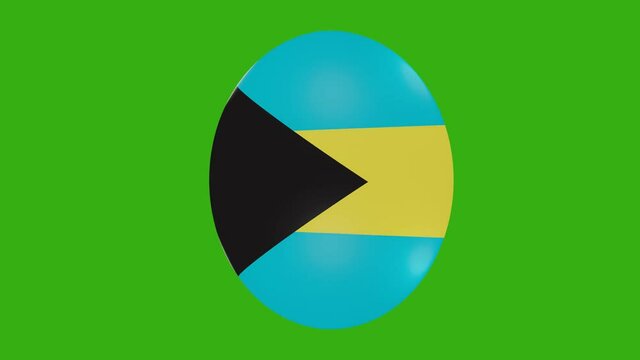 3d rendering of a Bahamas flag icon rotating on itself on a chroma background