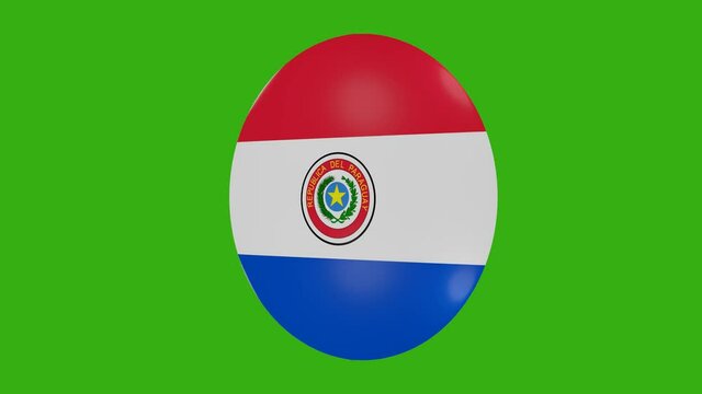 3d rendering of a Paraguay flag icon rotating on itself on a chroma background