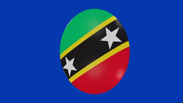 3d rendering of a Saint Christopher and Nevis flag icon rotating on itself on a chroma background