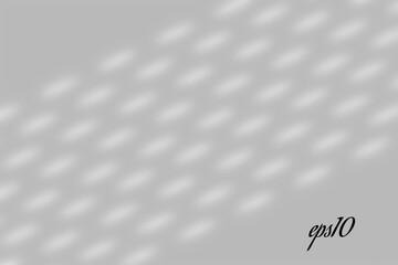 Naklejka premium Realistic window shadow. Multiply Overlay effect. Long shadow light on wall or floor. Mesh gradient scenes of natural lighting. Oval perforation. Natural background for design. Illustration