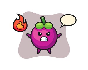 mangosteen character cartoon with angry gesture