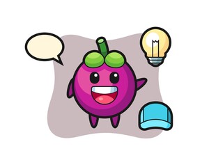 mangosteen character cartoon getting the idea