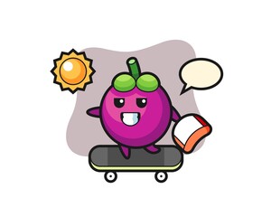 mangosteen character illustration ride a skateboard