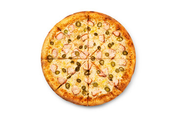 big tasty pizza on a white background