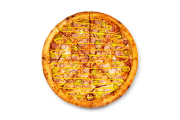 big tasty pizza on a white background
