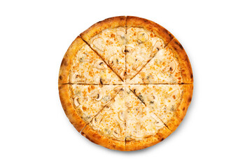 big tasty pizza on a white background
