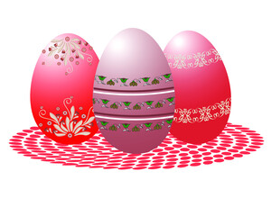 Three Easter eggs in the red gamut
