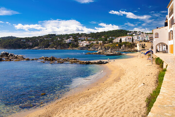 Fototapeta premium Panoramic view of Malaspina beach in Calella de Palafrugell. Catalonia, Spain