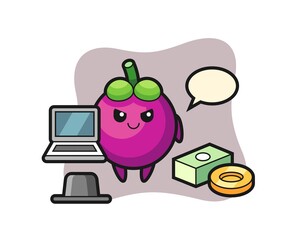 Mascot Illustration of mangosteen as a hacker