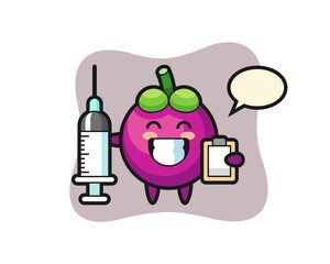 Mascot Illustration of mangosteen as a doctor