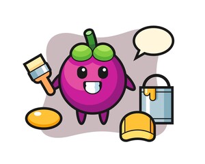 Character Illustration of mangosteen as a painter