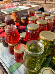 Jam from cones. Top view