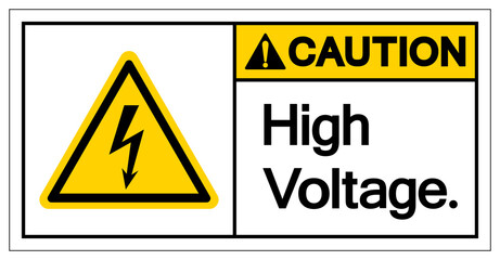 Caution High Voltage Symbol Sign ,Vector Illustration, Isolate On White Background Label. EPS10