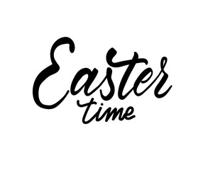 Easter time holiday vector calligraphy lettering. Christian religious card for Easter celebration. Jesus Christ resurrection poster