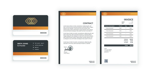 Business card and blank. Simple colorful design. Vector illustration. Modern minimalist template. Document design template for office, company.