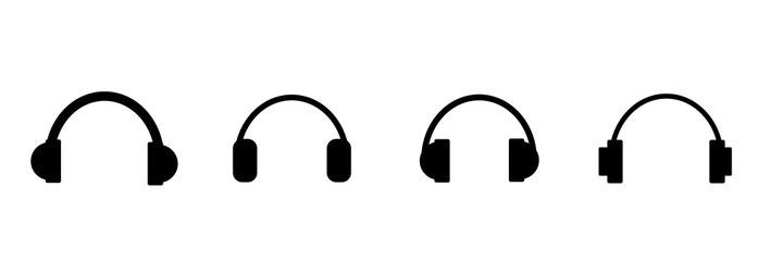 Headphones set icons in flat style on a white background.