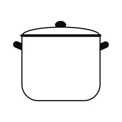 Vector Illustration of image of cooking pots in doodle style isolated on white background. Hot food kitchen. Simple logo design