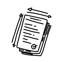 Business license hand drawn icon design, outline black, vector icon.