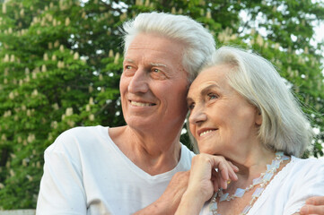 portrait of beautiful senior couple posing