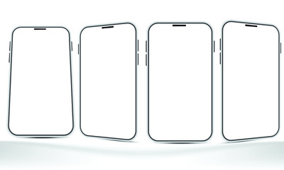 Illustraton set of smartphone on white background.
