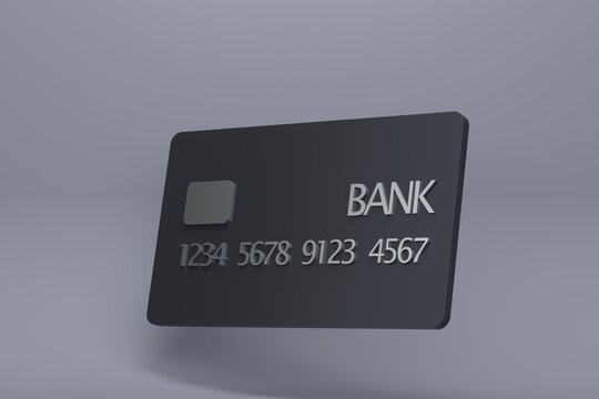Black credit card on a dark background. Business concept. 3d rendering