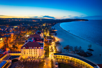Beautiful scenery of Sopot by the Baltic Sea at dusk, Poland