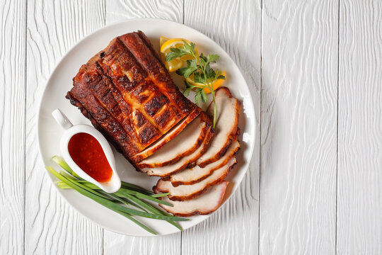 Barbecued Pork Loin Roast on a plate