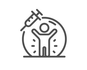 Vaccine protection line icon. Vaccination syringe sign. Vector