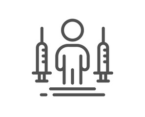 Coronavirus two injections line icon. Corona vaccine syringe sign. Vector