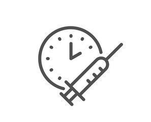 Vaccination schedule line icon. Vaccine syringe sign. Vector