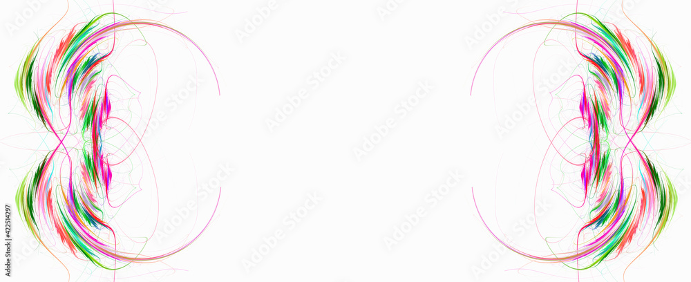 Poster multicolored ornate patterns around the edges of the white background create an unusual frame. clean