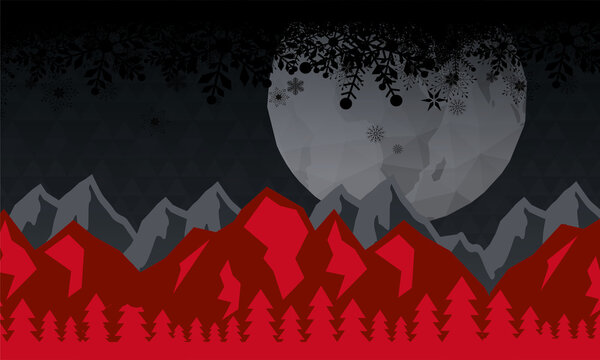 Red Mountains, Gray Moon And Black Snow