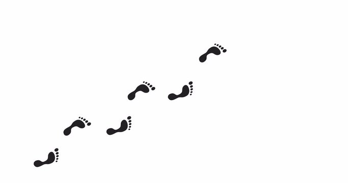 Animation of human footprints. Shoe prints. Footprints of boots or shoes. 4K animation with alpha channel	
