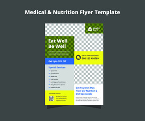 Healthcare template design, medical flyer design, Nutrition leaflet