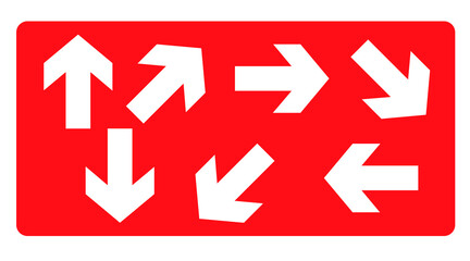 emergency exit signs set. Red color. warning sign plate, isolated background