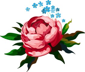 Vector illustration of a pattern of pink flowers.