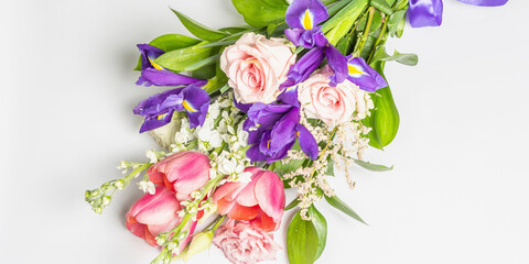 A beautiful bouquet of fresh flowers isolated on white background