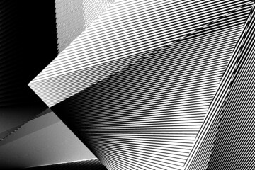 Abstract halftone lines black and white background, geometricdynamic pattern, vector modern design texture.