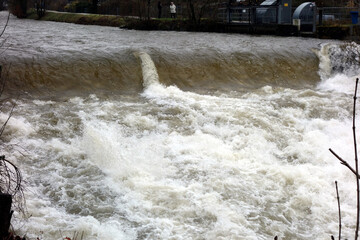 Hochwasser an der Dreisam in Freiburg im Fr&uuml;hjahr
