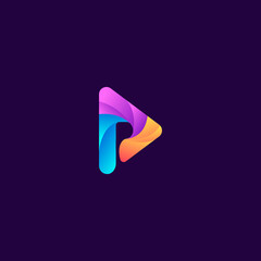 Letter P play logo modern icon, concept initial P and play colorful