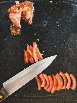 Chopped tomatoes ready for a salad