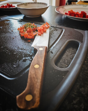 Chopped tomatoes ready for a salad