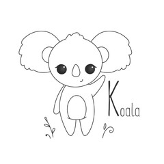 Alphabet letter animals children illustration koala sketch