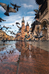 Fototapeta na wymiar Krakow old town photographed in March. Dynamic weather created interesting conditions for shooting.