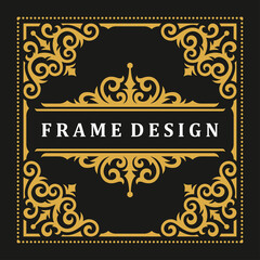 Vintage frame border ornament and vignettes swirls decoration
