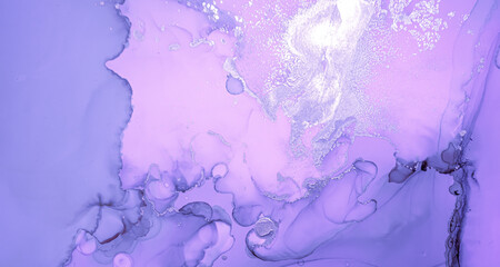 Purple Liquid Paint Waves. Grey Luxury Alcohol Oil Background. Marble Abstract Print. Creative Liquid Paint. Watercolor Fluid Drops. Gray Acrylic Ink Texture. Flow Liquid Paint Waves.