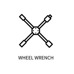 Wheel Key Line Icon In A Simple Style. Equipment for a tire repair shop. Vector sign in a simple style isolated on a white background. 64x64 pixel.