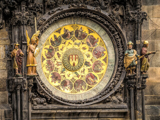 Ancient Astronomical Clock at Old Town Square in Prague