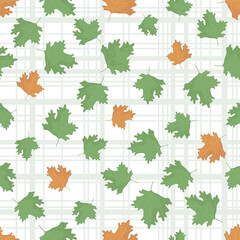 Autumn leaves. Seamless pattern. Vector yellow, orange, green leaf. Scrapbook, gift wrapping paper, textiles. seamless background of autumn maple leaves. for textile, book covers, Wallpaper, design
